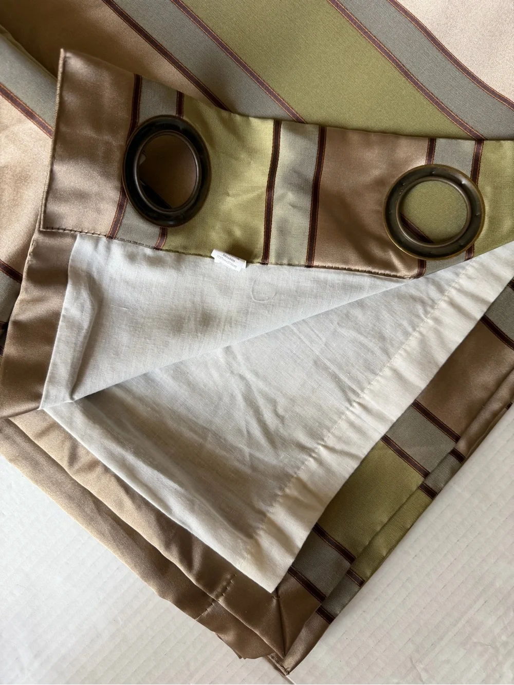 Two Window Curtains Imperial Striped Green Olive Sage World Market 54x84”